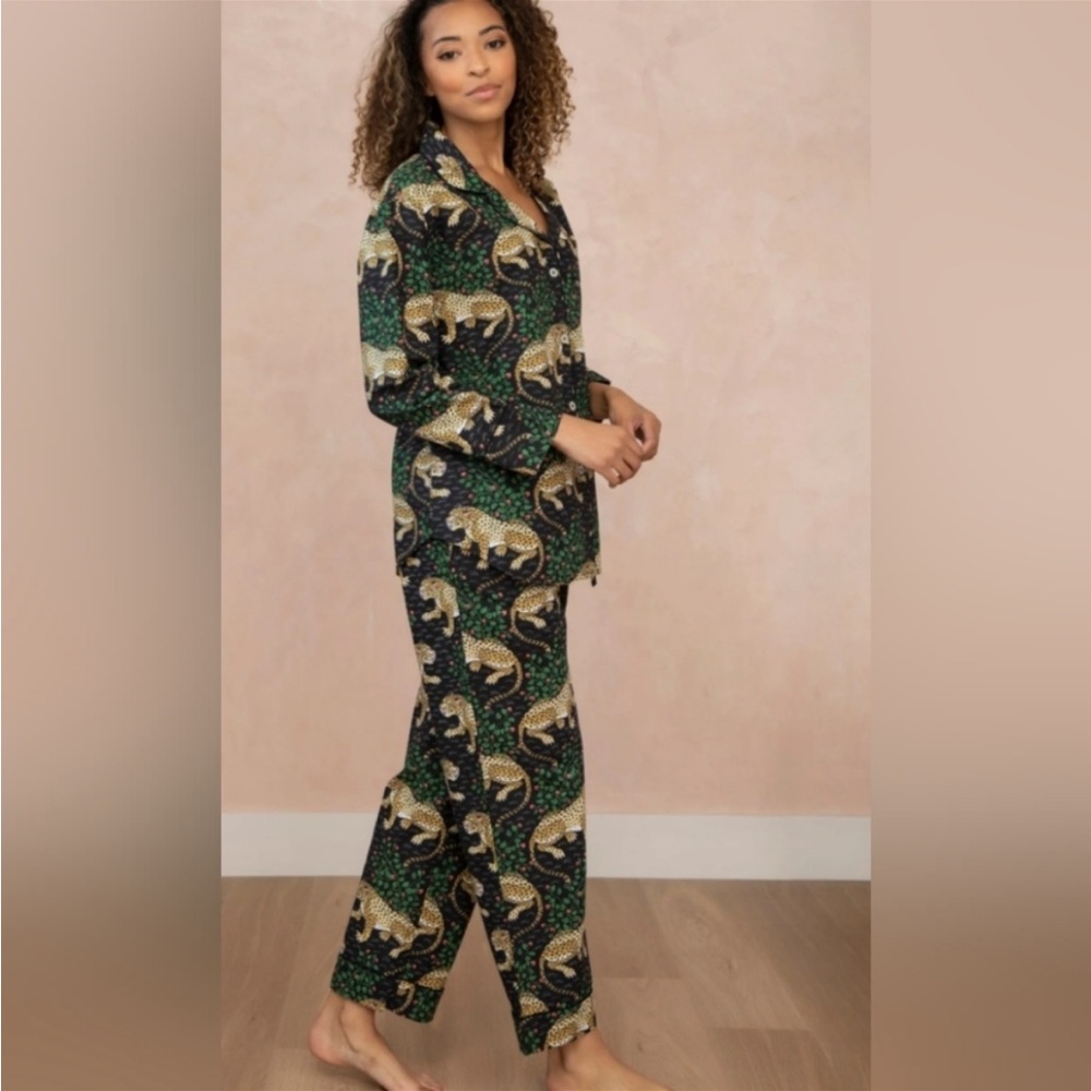 BNWT Printfresh Bagheera Long Sleeve Sleep Set in Ink Animal Print XS